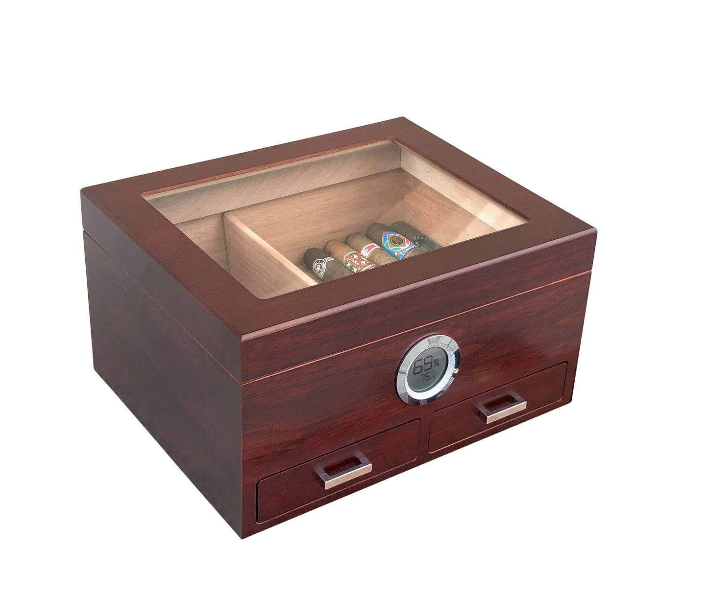 The Chalet Glasstop Humidor with Drawers