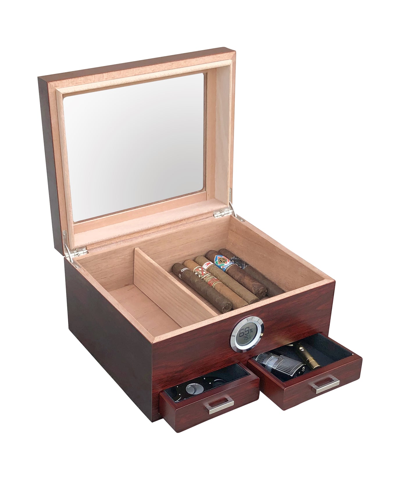 The Chalet Glasstop Humidor with Drawers