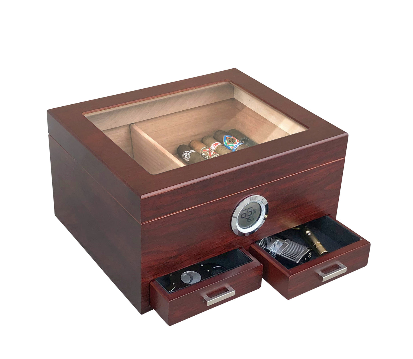 The Chalet Glasstop Humidor with Drawers